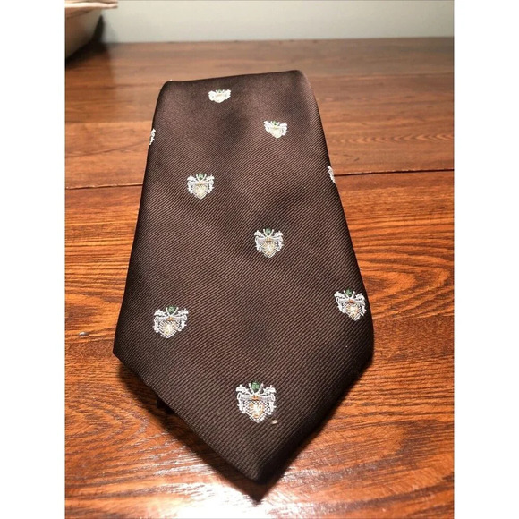 Vintage Sears The Men's Store Tie Arc De Triomphe Brown Crest Coat Of Arms 4x53 - Picture 1 of 7